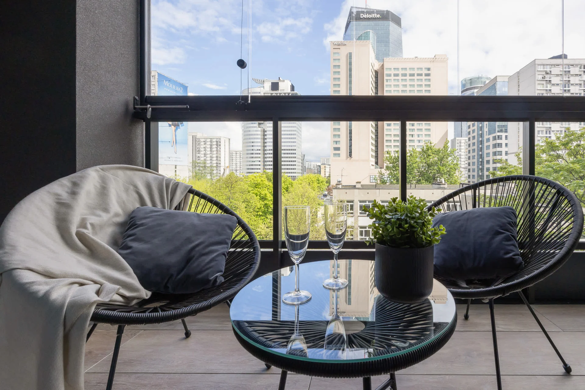 Balcony with garden furniture