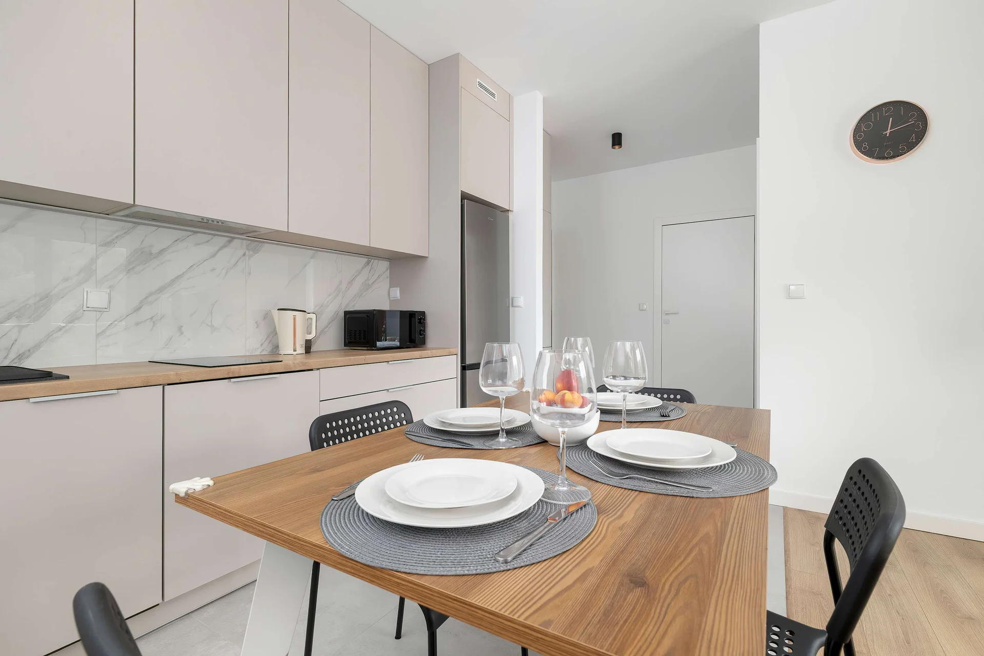 The fully equipped kitchenette includes everything you need for a home-cooked meal.