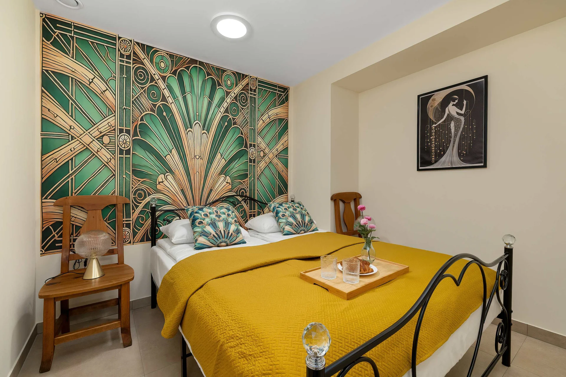 The bedroom's modern design ensures a comfortable stay.