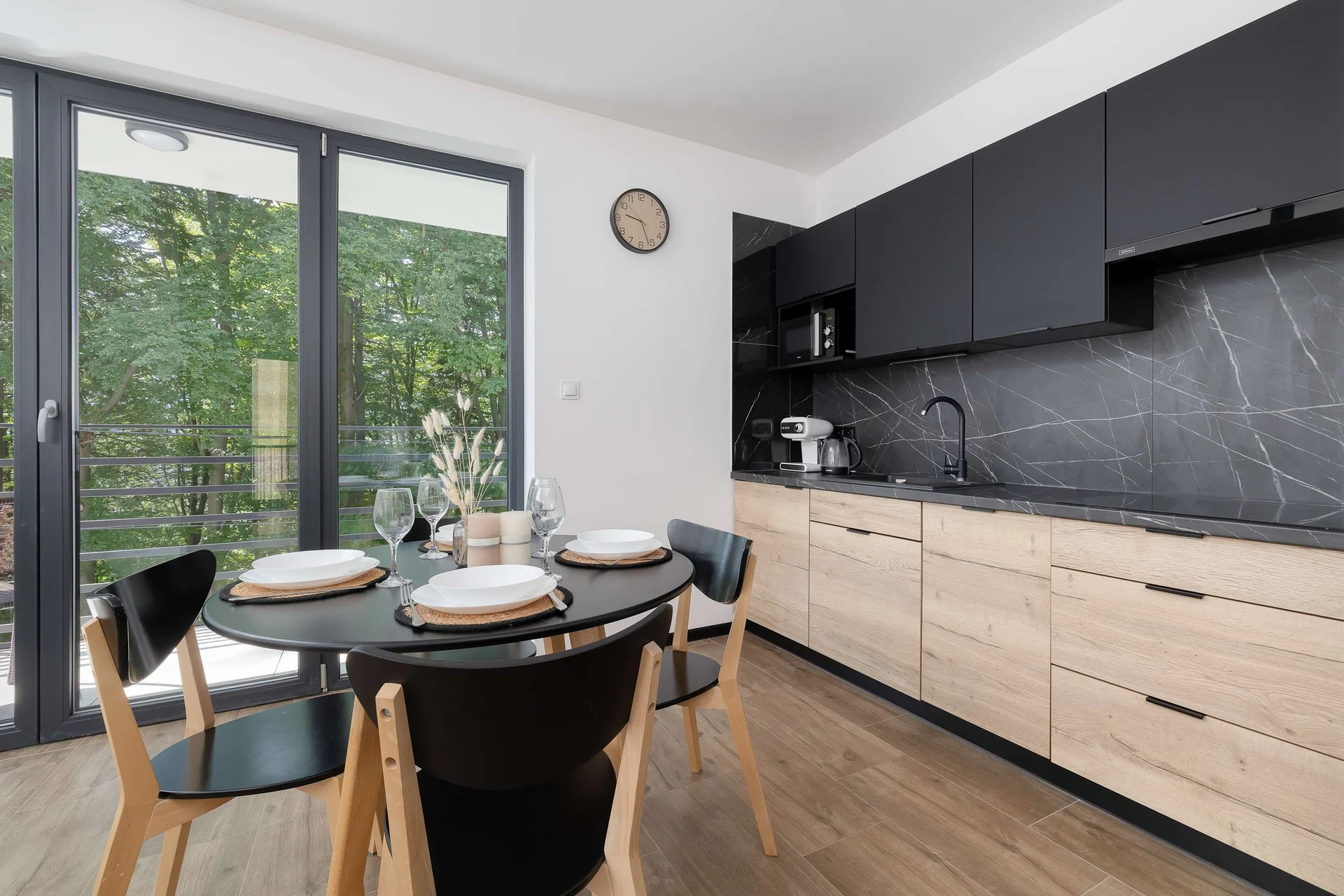 The fully equipped kitchenette includes everything you need for a home-cooked meal.
