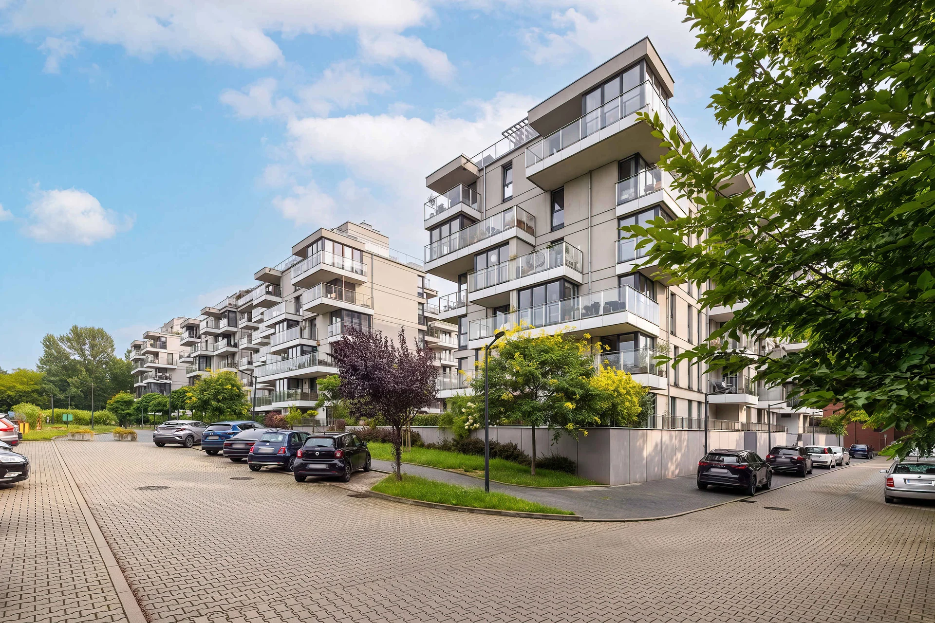 The apartment is located in a modern residential complex with landscaped surroundings. The peaceful neighborhood offers a relaxing atmosphere.