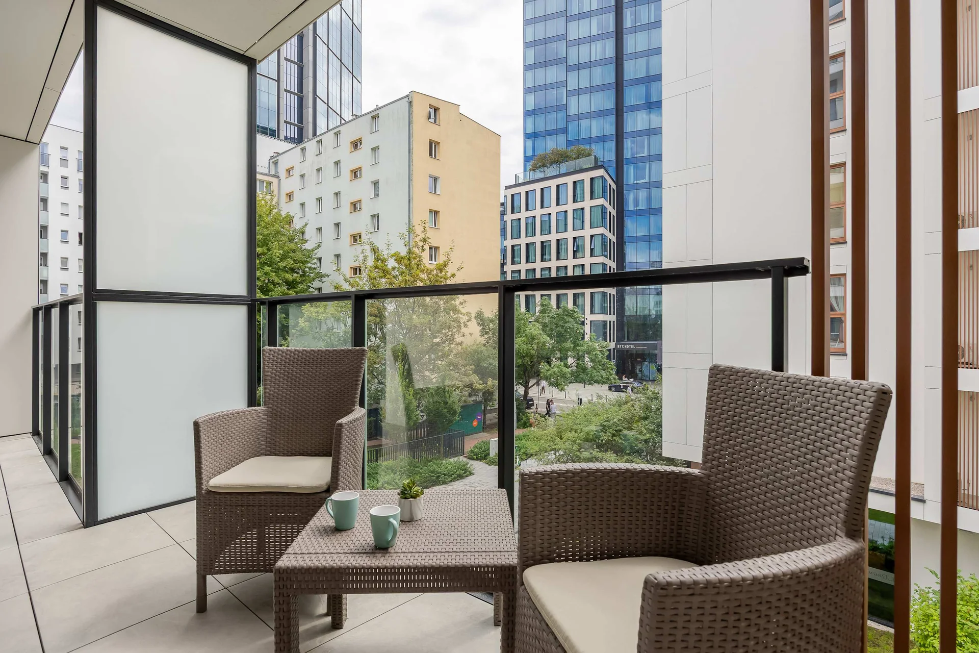 The balcony's peaceful ambiance is ideal for unwinding.
