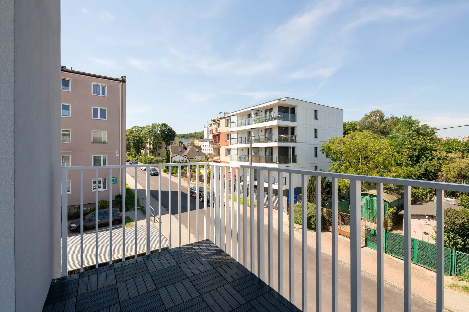 The balcony provides a perfect spot for enjoying the fresh air.
