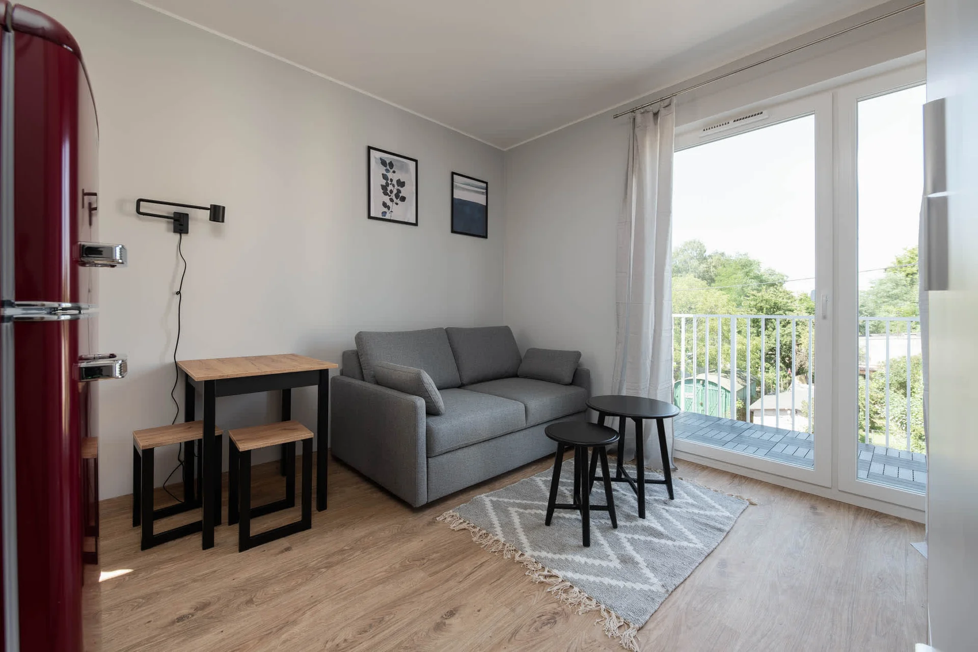 Enjoy your favorite shows on the flat-screen television in the elegant living area.