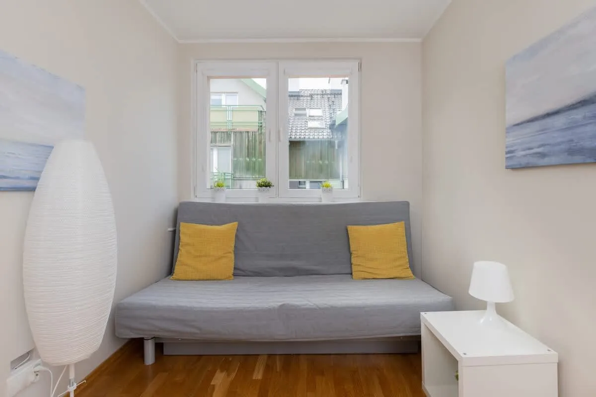 Cozy bedroom in the apartment.
