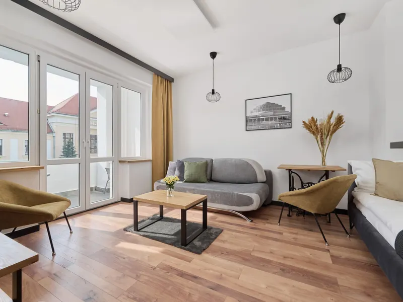 Stylowy Apartament we Wrocławiu | Balkon i Miejsce do Pracy – zdjęcie 5
