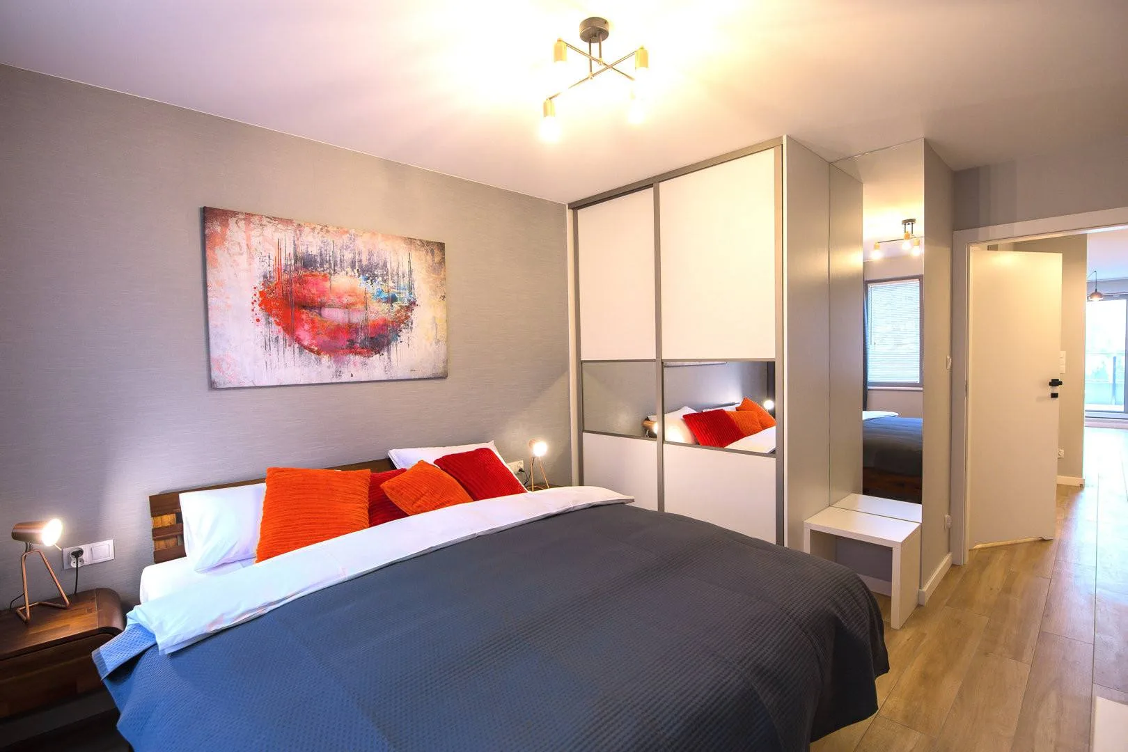 Comfortable double bed in the bedroom.
