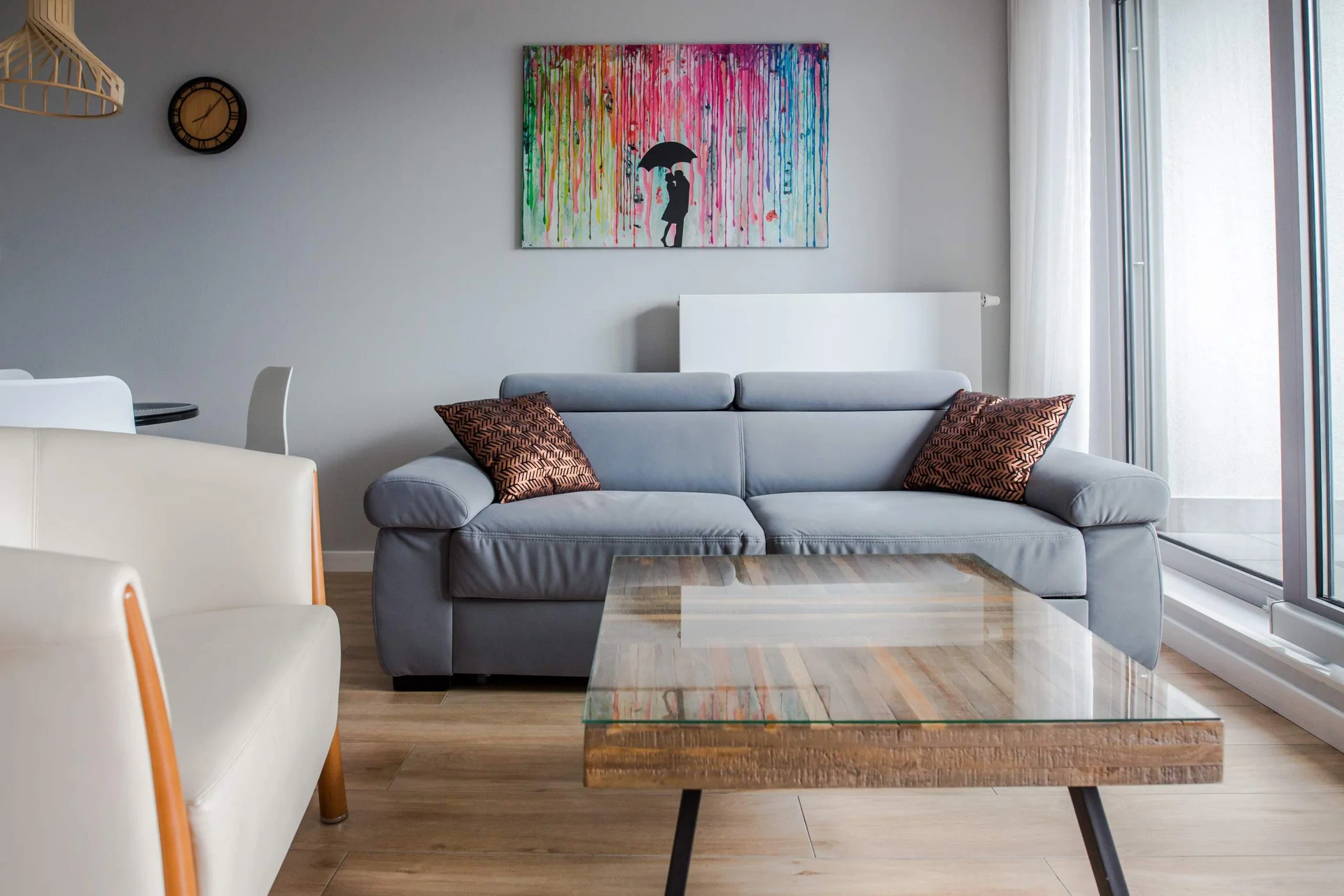 Living room with a comfortable sofa and TV.