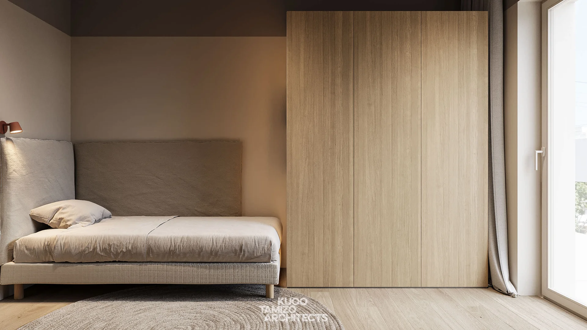The second bedroom includes a comfortable single bed and a dedicated workspace with a wooden desk and an ergonomic chair.