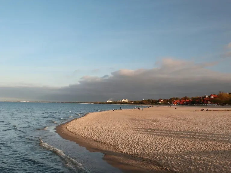Plaża, molo, morze, Sopot