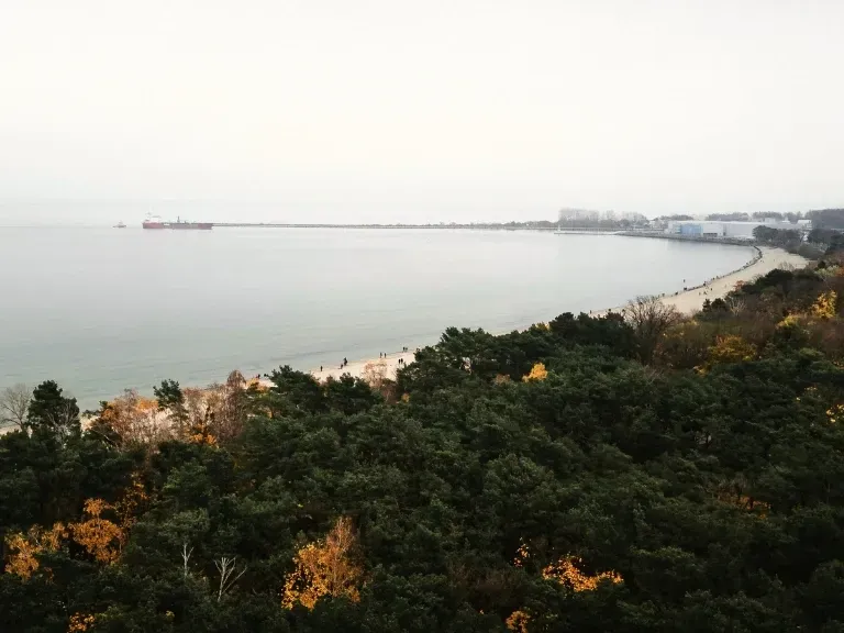 Widok na wybrzeże z lotu ptaka, Gdańsk