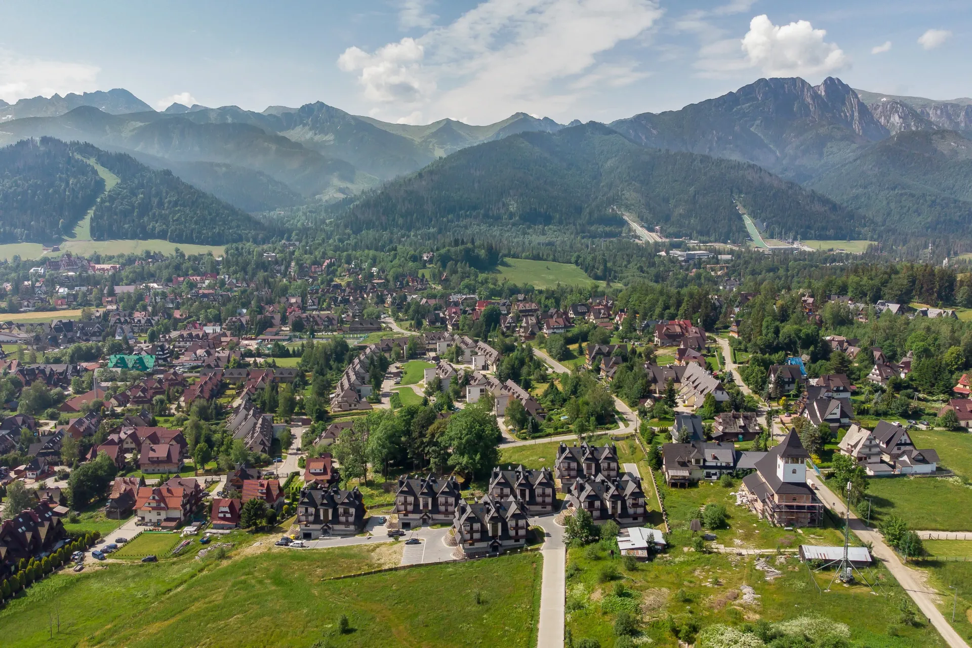 Widok na góry, Tatry, Zakopane, domki, krajobraz